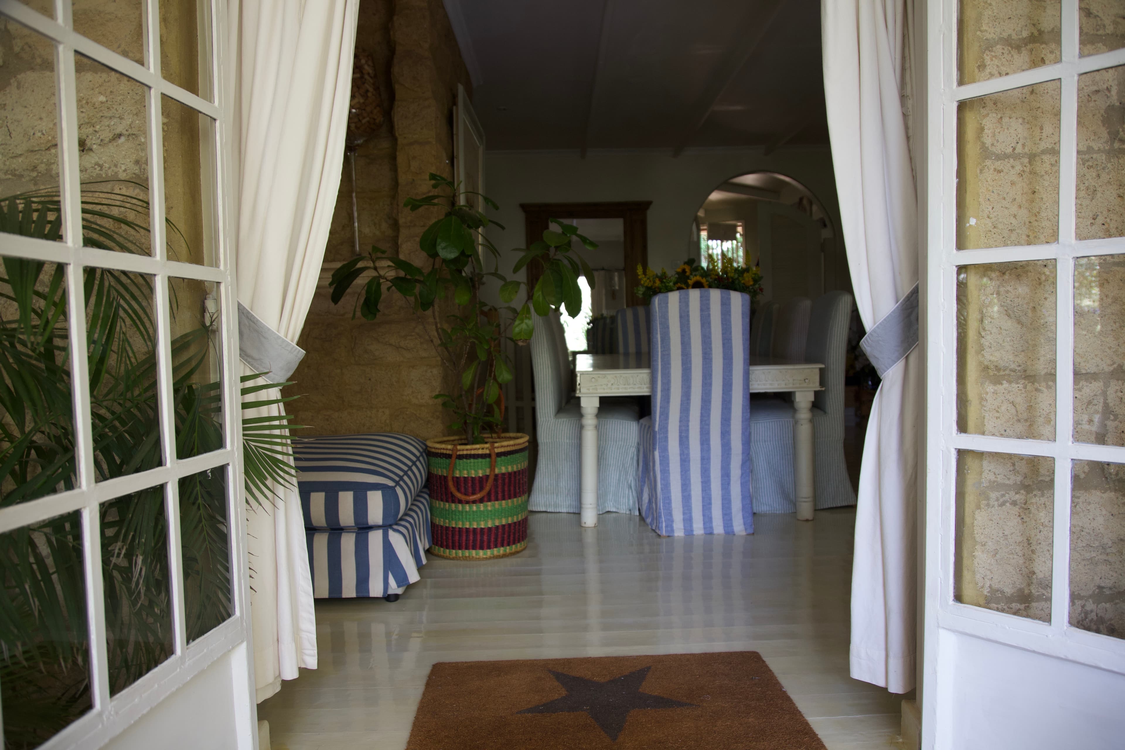 Open concept interior design with dining area